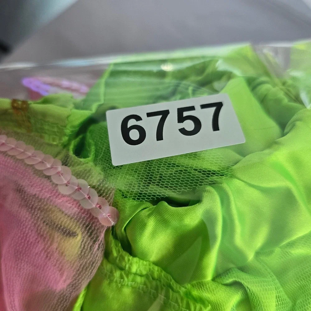 Kids Dress Up Costume Lot Pink Tutu Dress Green Fairy Set White Veil 4pc Bundle